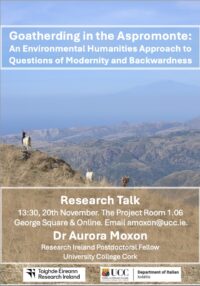 “Goat Herding in Aspromonte” – SIS Networking Talk at Edinburgh by Aurora Moxon (Cork)
