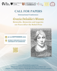 CfP: ‘Grazia Deledda’s Waves: Networks, Memories and Legacies 100 Years After the Nobel Prize’, Cambridge, 25-26 September 2026